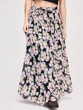 J.Crew Pleated Chiffon Maxi Skirt | Mauve Orchid Multi